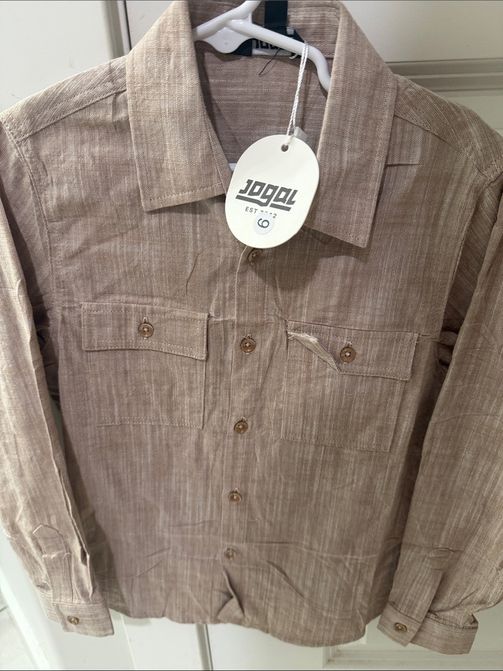 Men's Tan Button-Up Shirt Jacket